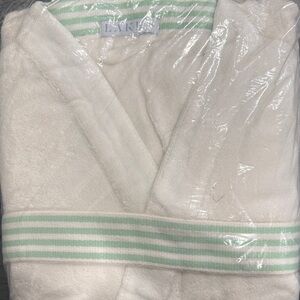 Luxurious White Bathrobe with Green Accents